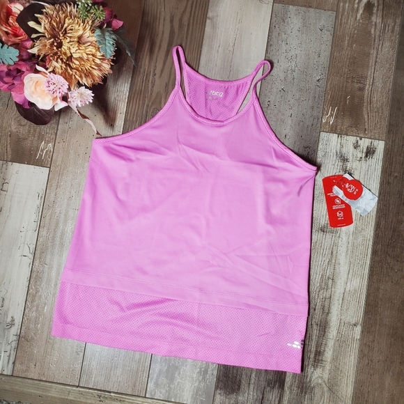 nwt bcg training tech mesh back tank top girls size xl 16 upf 50 cyclamen - Picture 3 of 13